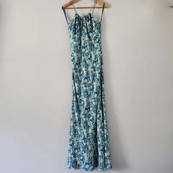 New Free People Bon Voyage Floral Print Woven Midi Dress In Blue Combo Size M - Picture 3 of 9